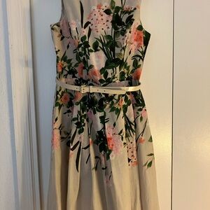 Tommy Hilfiger Floral Midi Dress - Cream and Pink